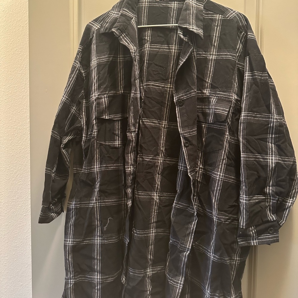 Black flannel shirt dress